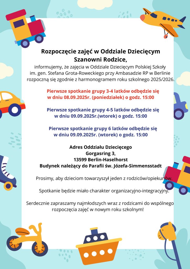 Oddział Dziecięcy- rozpoczęcie zajęć w roku szkolnym 2025/2026